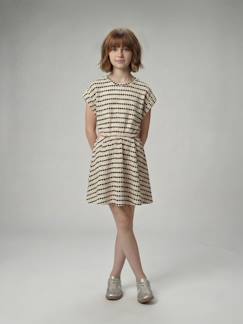 Fille-Robe maille fantaisie fille ajourée côtés
