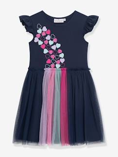 Fille-Robe-Robe à manches volantées et jupe en tulle fille, application cœur DANAMADE