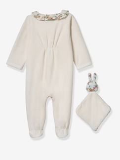 Baby-Set aus Samt-Strampler & Schmusetuch CYRILLUS