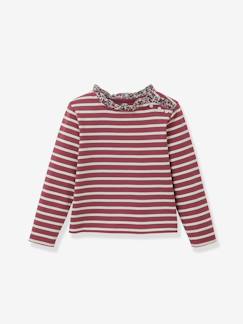 Mädchen-Ringelshirt mit Liberty-Stoff aus Bio-Baumwolle, Mädchen CYRILLUS