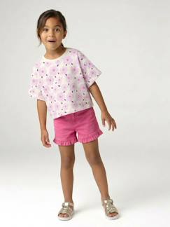Mädchen-Short aus Twill mit Rüschensaum Mädchen, Bundweite verstellbar