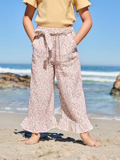 Mädchen-3/4-Hose aus Musselin Mädchen, Volantsaum
