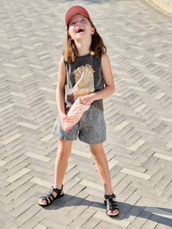 Mädchen-Jeansshorts mit Animalprint Mädchen