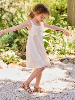 Mädchen-Mädchen Kleid, Materialmix aus Häkeloberteil und Jerseyrock