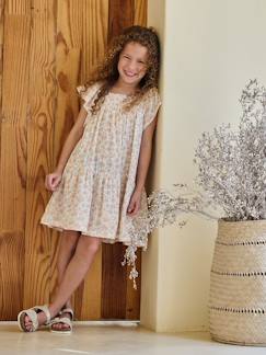 Mädchen-Gesmoktes Kleid mit Blumen Mädchen