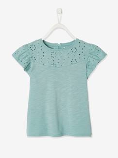 Fille-T-shirt, sous-pull-T-shirt fille détails en broderie anglaise