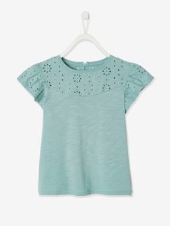 Sommer-Auswahl-T-Shirt mit Volantärmeln und Lochstickerei Oeko Tex®
