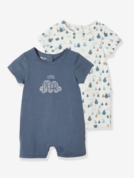 Lot De 2 Pyjamas D Ete Bebe Garcon Motif Poires Lot Bleu Jean Bebe