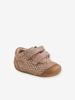 Chaussures-Chaussures bébé 16-26-Chaussons-Chaussons 4 pattes bébé fille en cuir