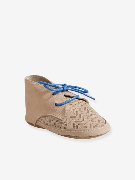 Chaussons De Parc Cuir Souple Bebe Garcon Taupe Chaussures