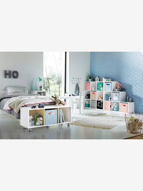 Lot de 2 bacs de rangement en tissu Gris/bleu 