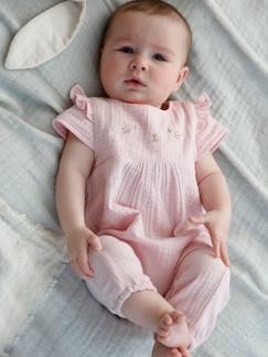 Bébé-Salopette, combinaison-Combinaison bébé fille brodée