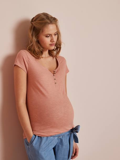 Henley-Shirt für Schwangerschaft und Stillzeit BLUSH+KHAKI 