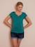 T-shirt tunisien grossesse et allaitement blush foncé+noir+vert lichen 
