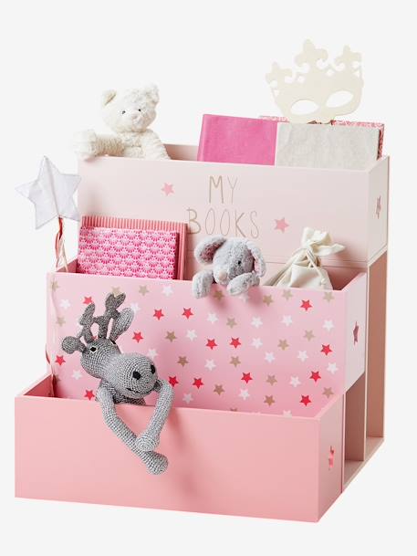 Stufen-Bücherregal mit Sternen Rosa 