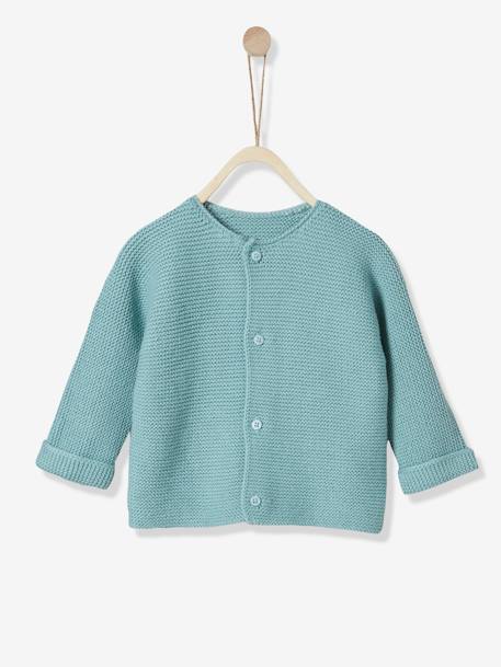 Cardigan Point Mousse Bebe Cyrillus Vert Cendre Bebe