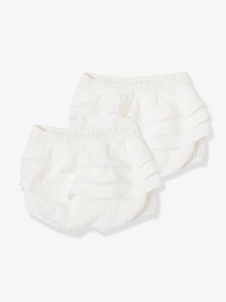 Lot De 2 Bloomers Bebe Fille En Gaze De Coton Lot Blanc Bebe Lot De 2 Bloomers Bebe Fille En Gaze De Coton Lot Blanc Bebe