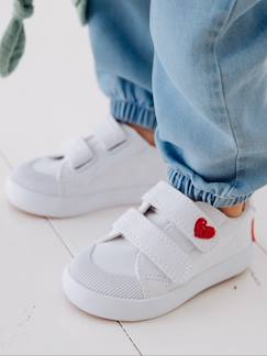 Chaussures-Chaussures fille 23-38-Baskets scratchées bébé fille en toile