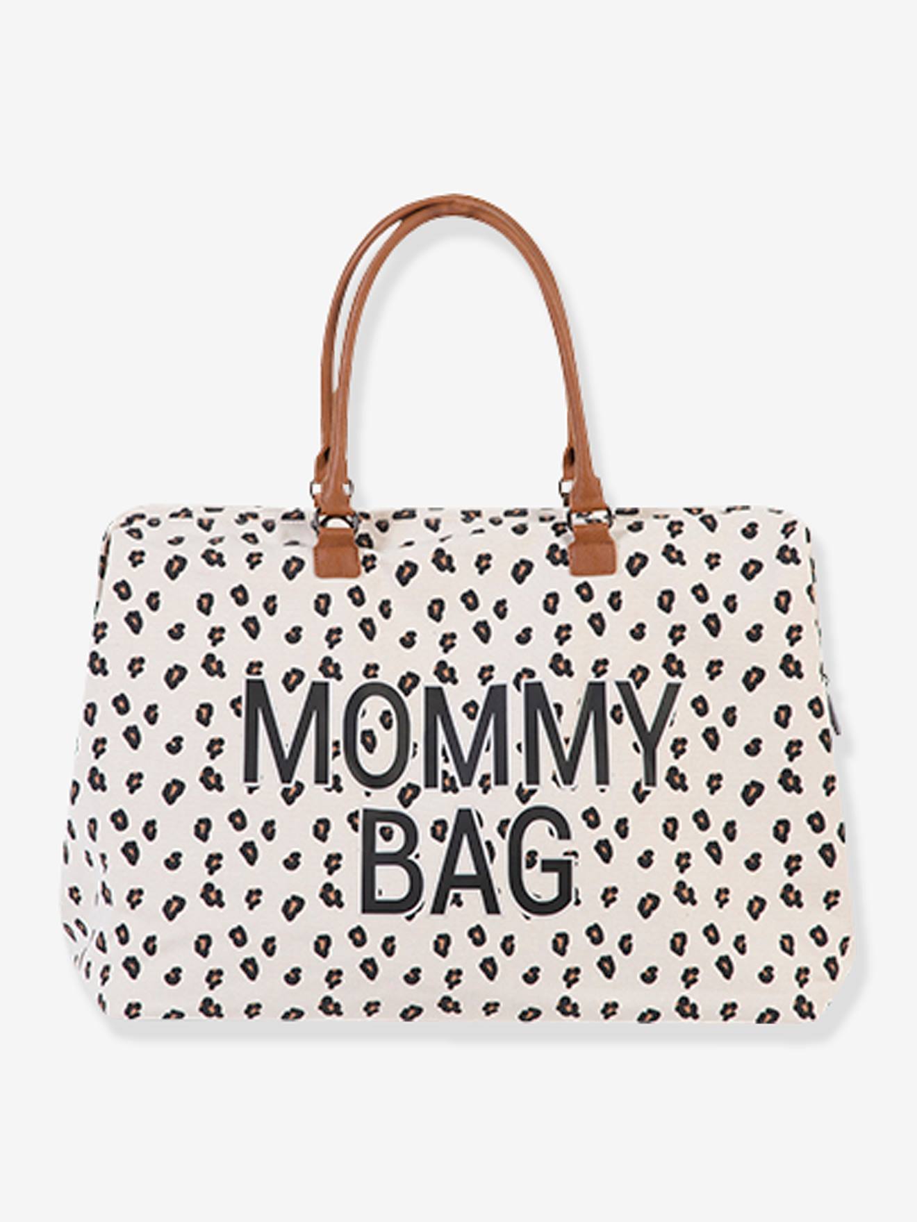 Sac à langer Mommy bag large canvas CHILDHOME - blanc cassé léopard,  Puériculture
