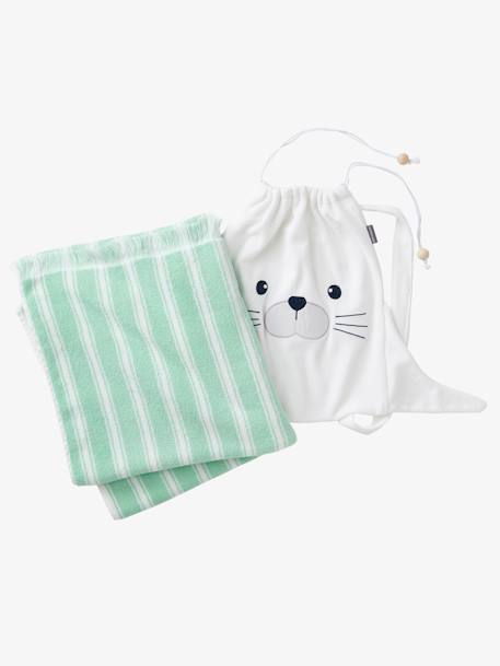 Serviette De Bain A Franges Sac A Dos Phoque Bleu Raye Linge De Maison Et Decoration