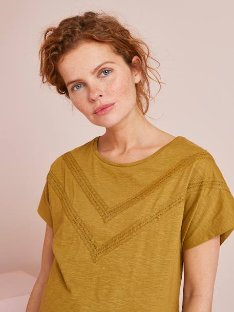T-shirt de grossesse avec détails en macramé bronze 