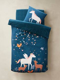 Linge de maison et décoration-Linge de lit enfant-Parure fourre de duvet + taie d'oreiller enfant FORET ENCHANTEE