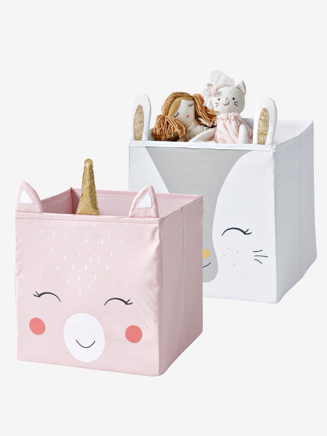 Lot de 2 cubes de rangement 30x30 cm rose