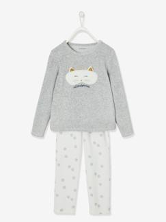 Frühlingsauswahl-Mädchen Samt-Schlafanzug „Katze“