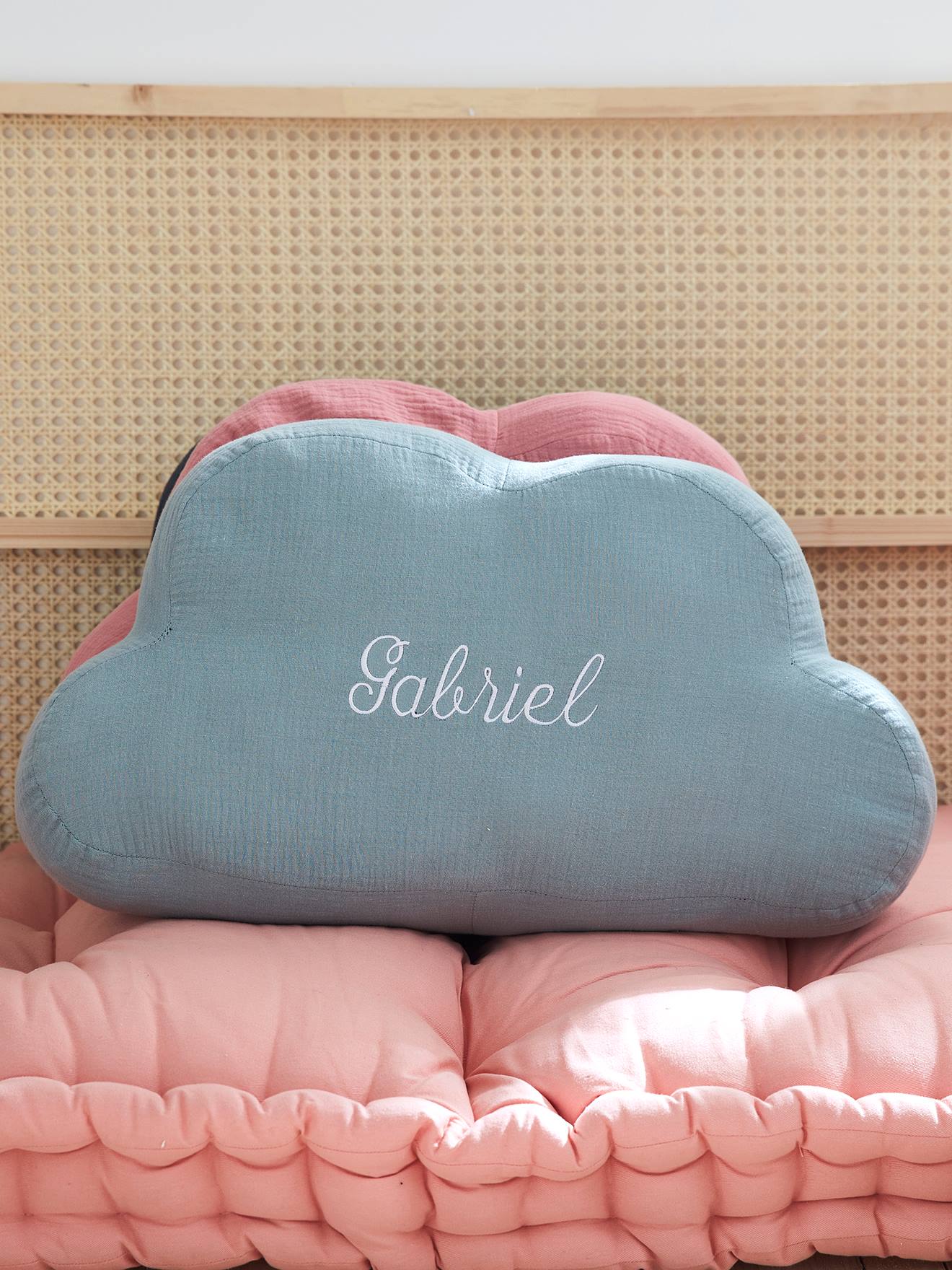 Coussin Personnalisable Gaze De Coton Nuage Bleu Nuit Linge De Maison Et Decoration