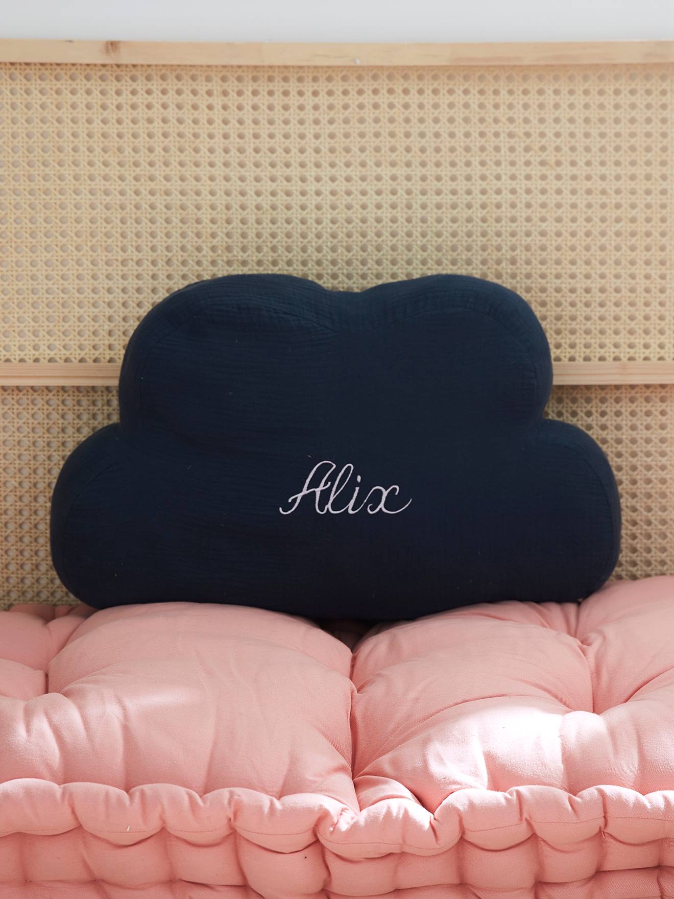 Coussin Personnalisable Gaze De Coton Nuage Bleu Nuit Linge De Maison Et Decoration