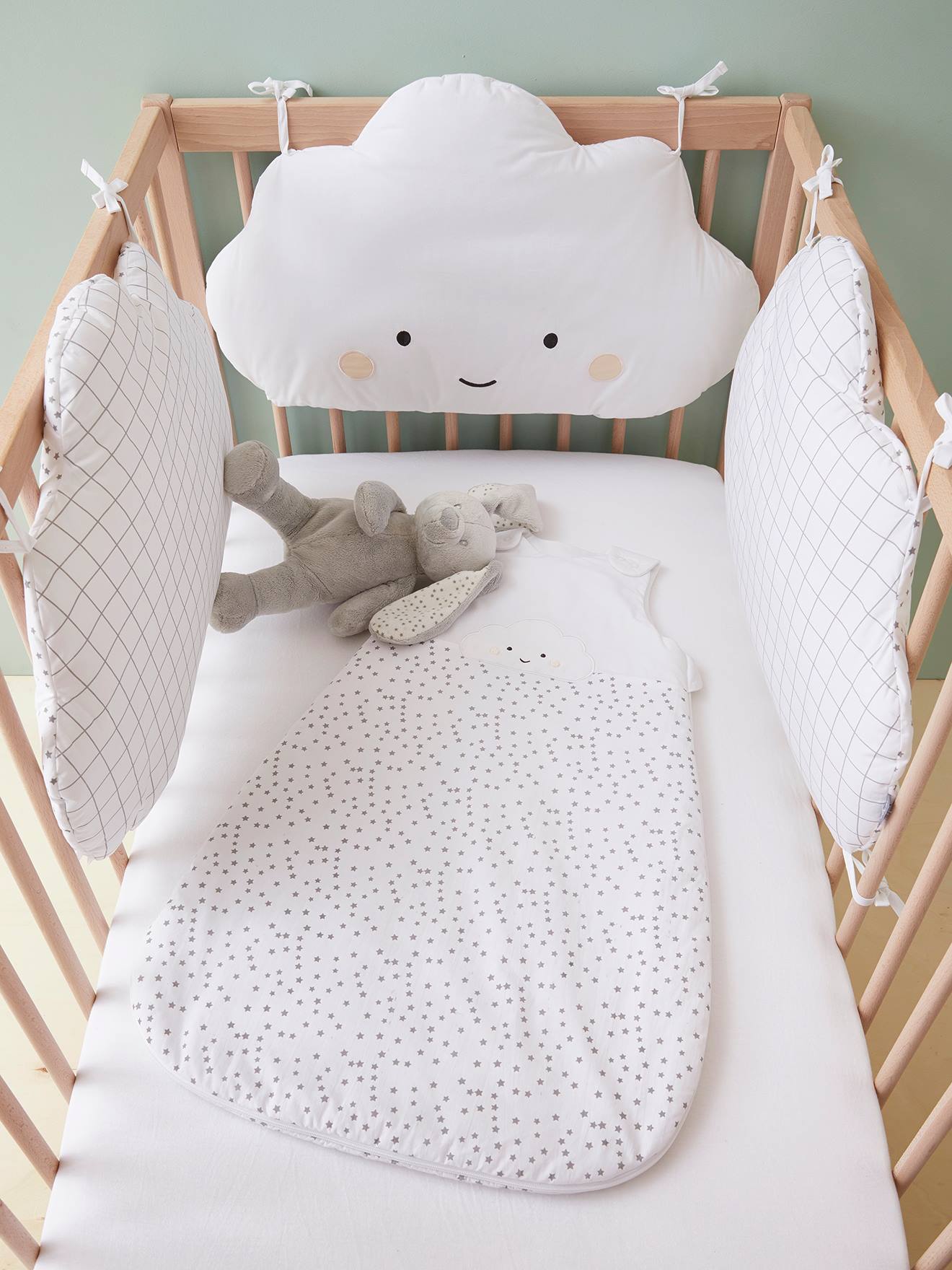 Lit évolutif bébé blanc «NUAGE» avec matelas ✔️ Petite Amélie