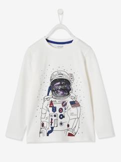 Hiver-T-shirt garçon motif astronaute détail hologramme