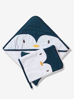 Puériculture-Toilette de bébé-Le bain-Coffret cape de bain + gant Pingouin