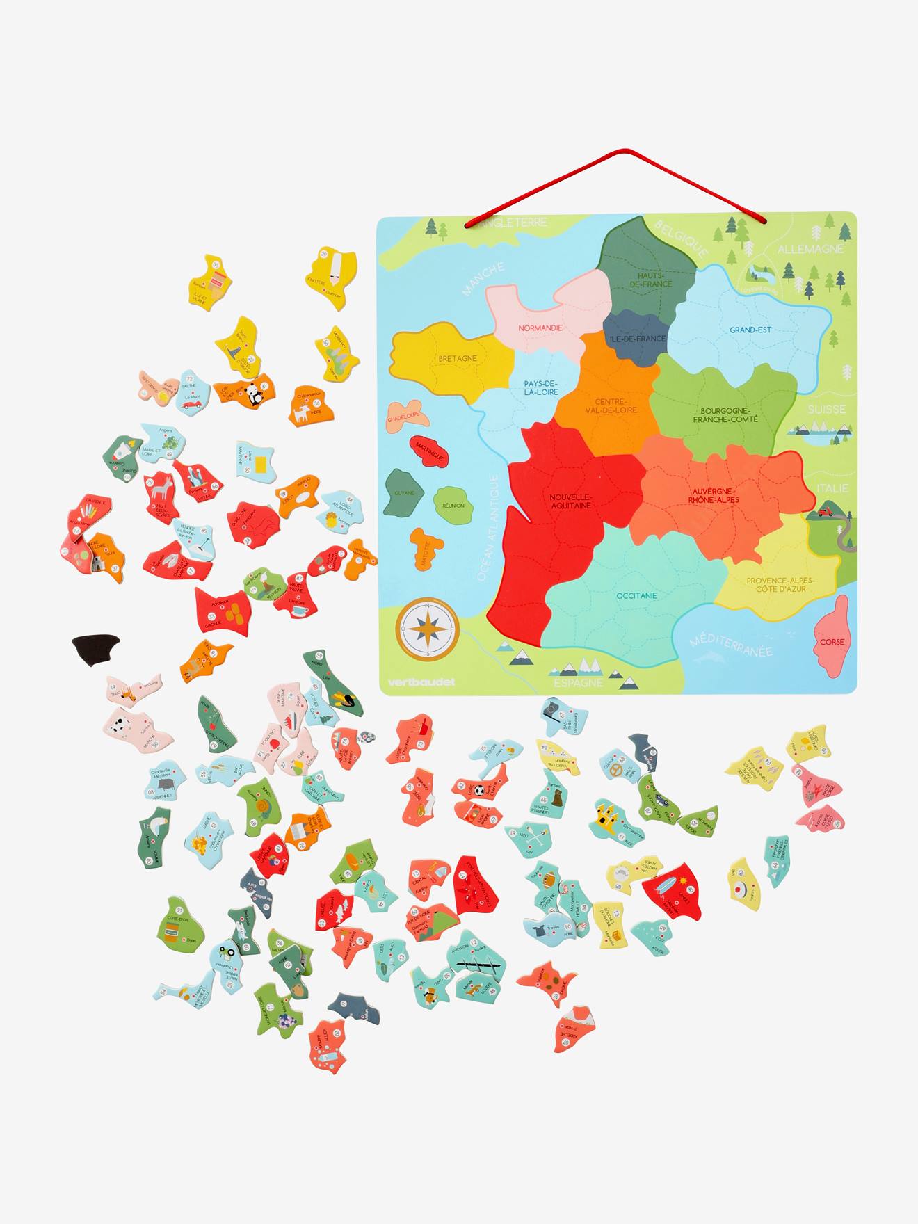 VERTBAUDET Puzzle de la France magnétique Multicolore TU : : Jeux  et Jouets