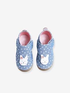Schuhe-Babyschuhe 16-26-Mädchen Baby Hausschuhe mit Klett, Chambray