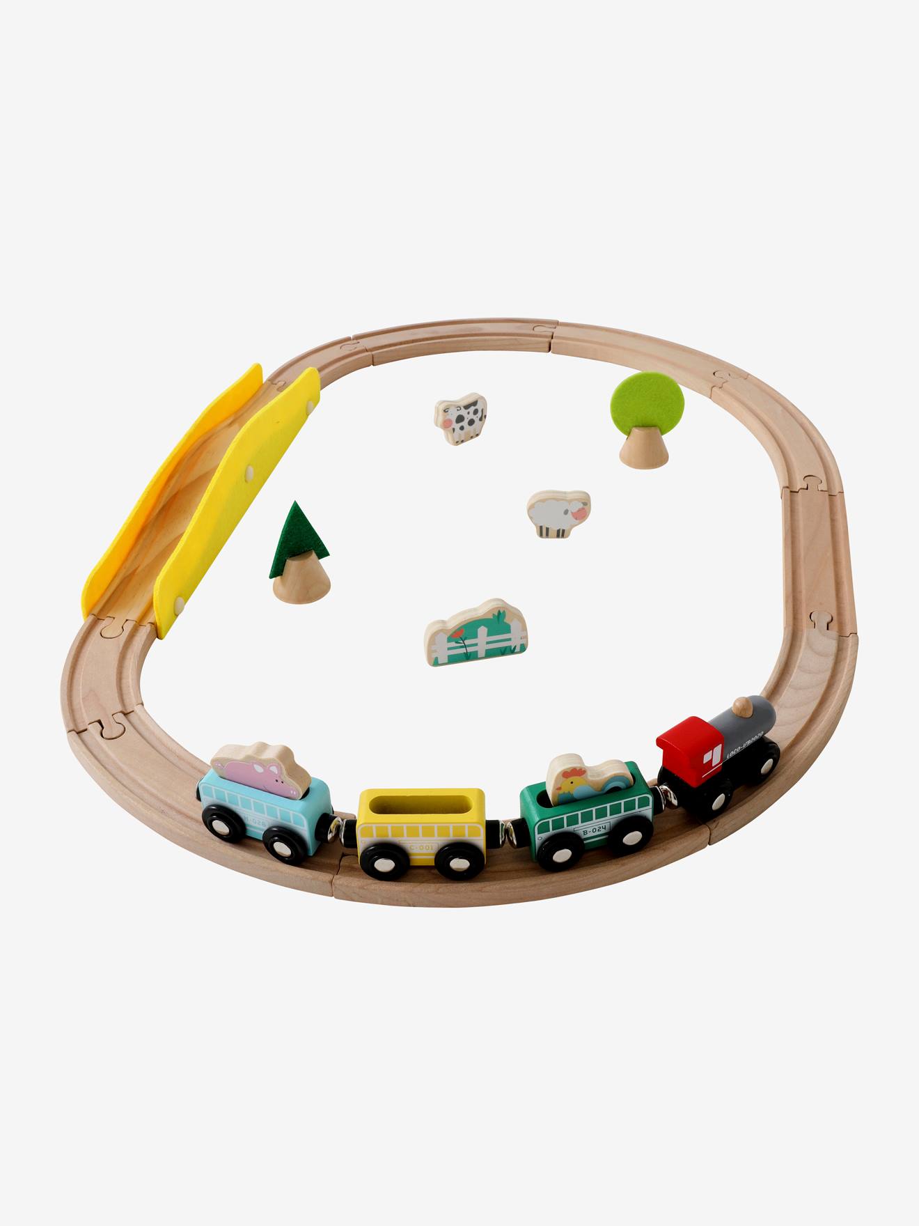 Petit Circuit De Train En Bois Multicolore Jouet