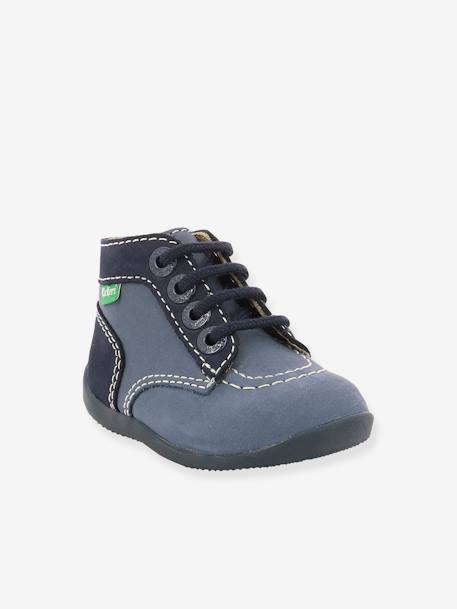 Bottillons Cuir Bebe Garcon Bonbon 2 Kickers 1ers Pas Bleu Denim Chaussures