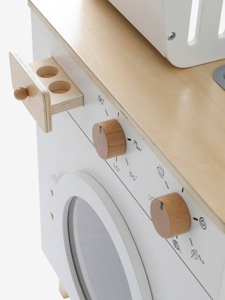 Kinder Waschmaschine und Bügelstation, Holz FSC®-zertifiziert WEISS 