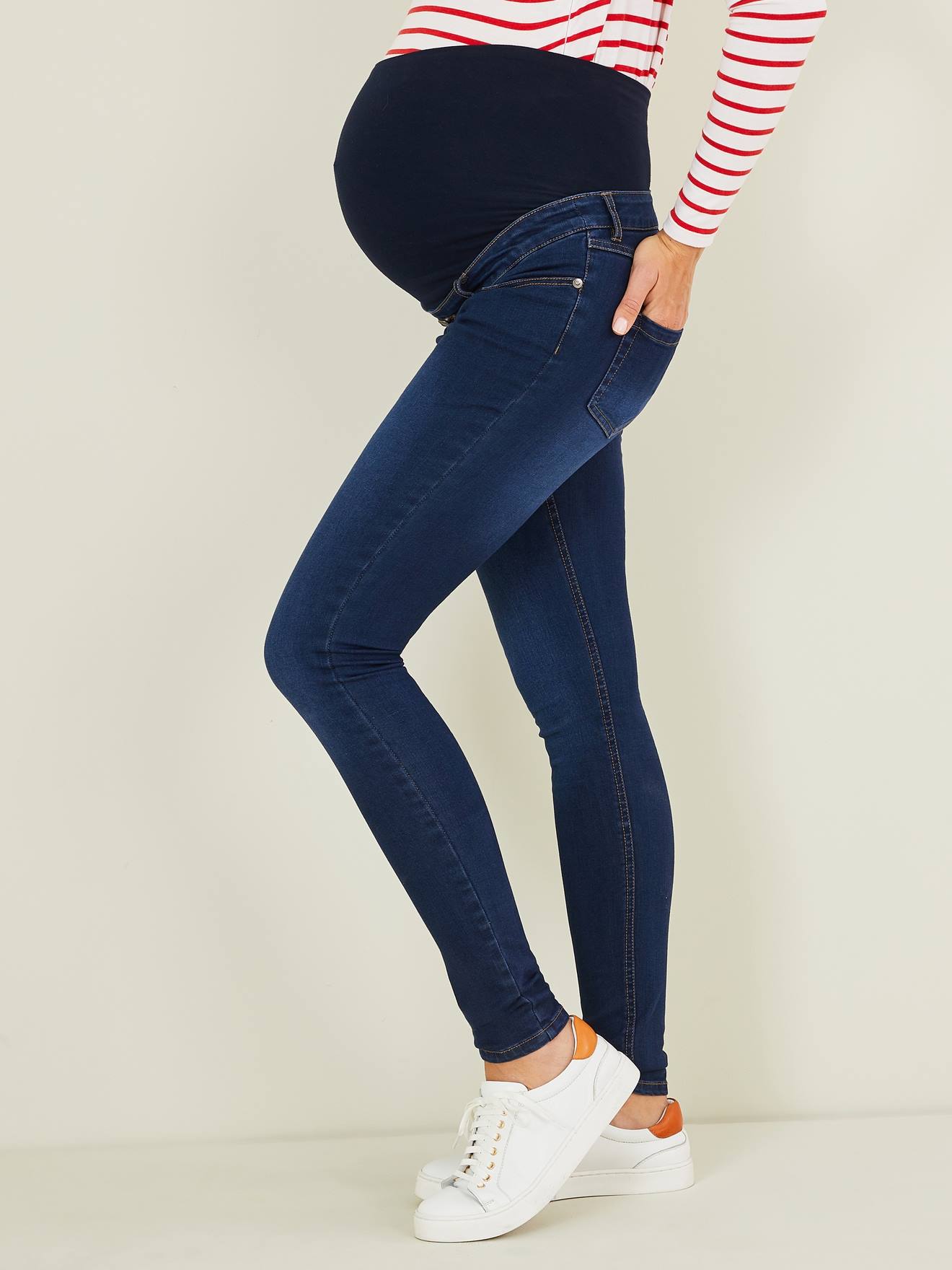 Jean Mom De Grossesse Vertbaudet – Bandeau Sans Couture Gris, Taille 42 – Coton élasthanne, Confortable Et Ajustable