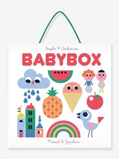Spielzeug-Bücher (französisch)-Geschenk-Set: 4 französischsprachige Babybücher & Mobile „Babybox“ MARCEL & JOACHIM