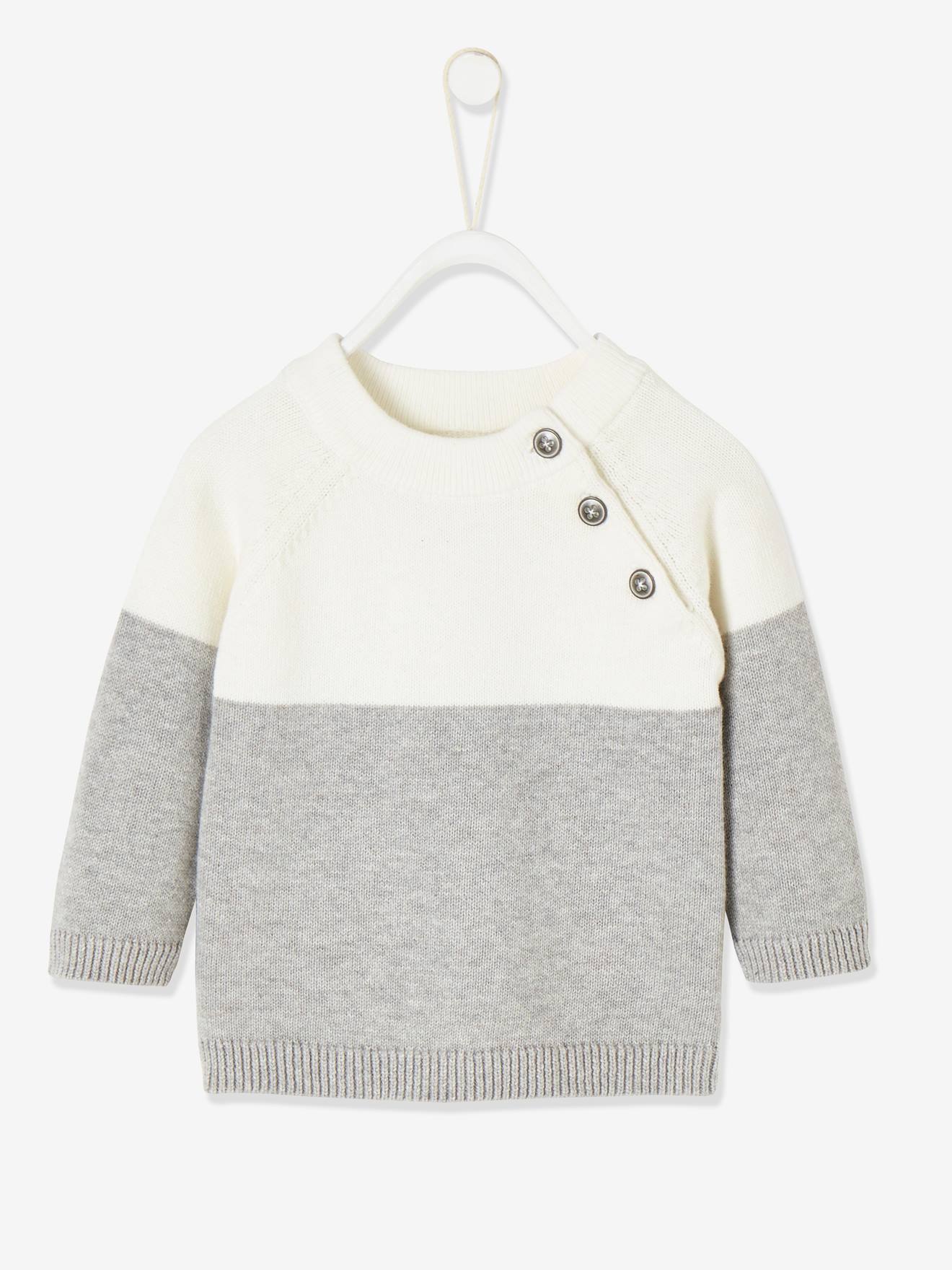 Pull Tricot Colorblock Bebe Garcon Ivoire Bebe