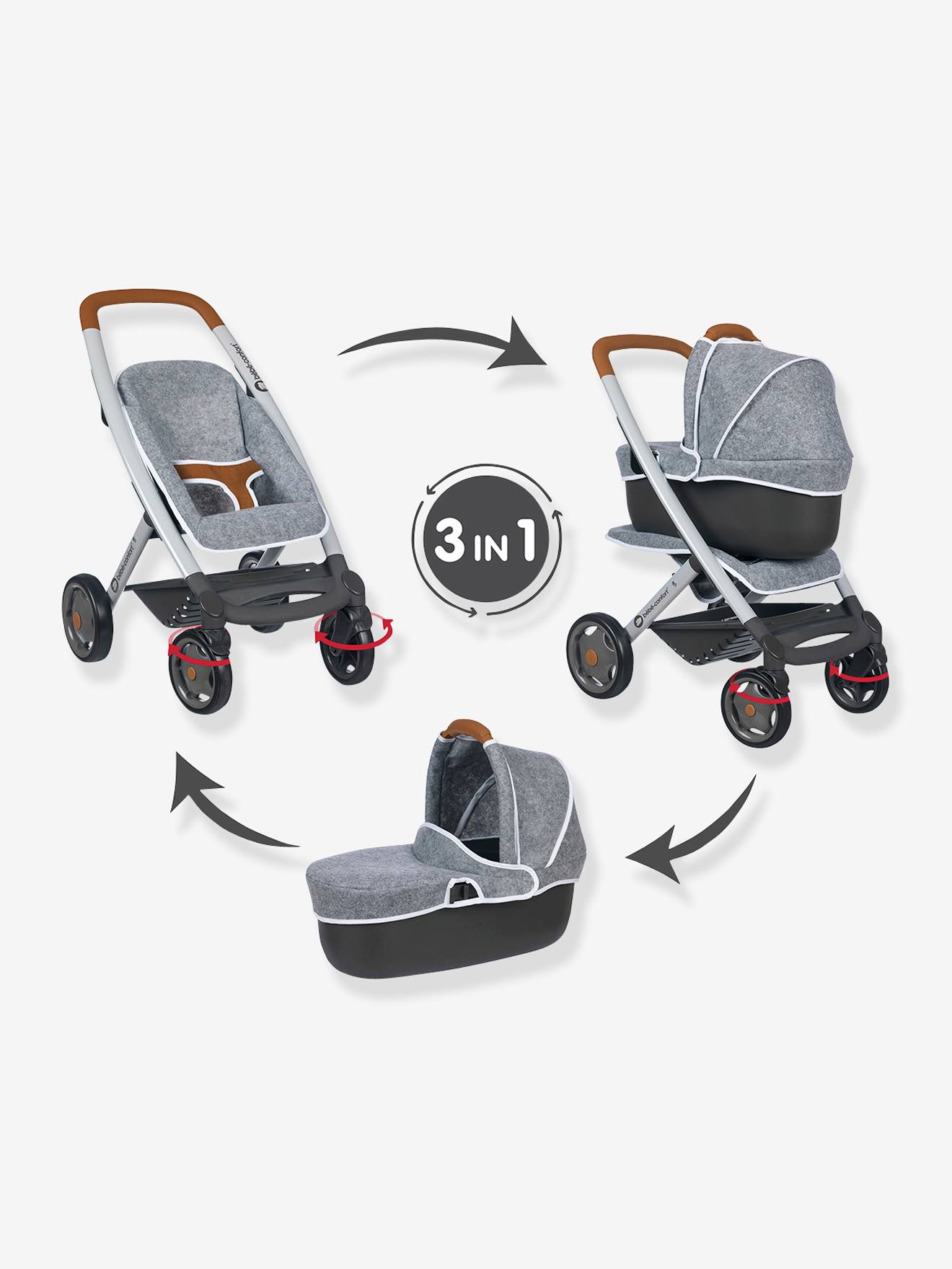 Combine Poussette Landau Bebe Confort Smoby Gris Jouet