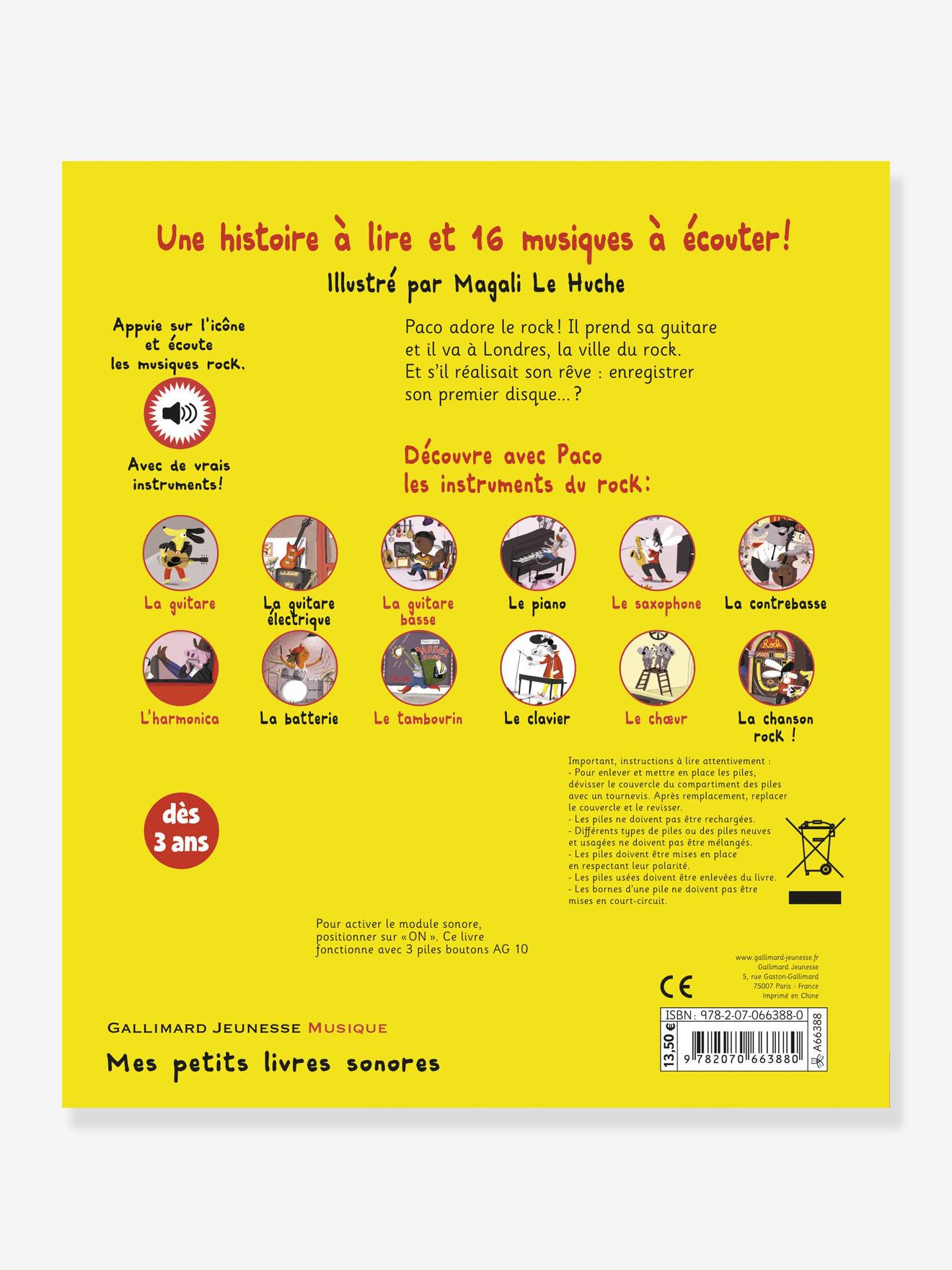 Livre Sonore Paco Et Le Rock Gallimard Jeunesse Rouge Jouet