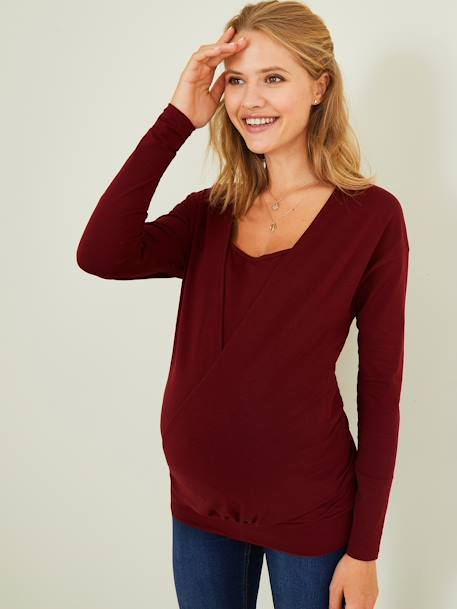 Umstands-Shirt in Wickel-Optik bordeaux 