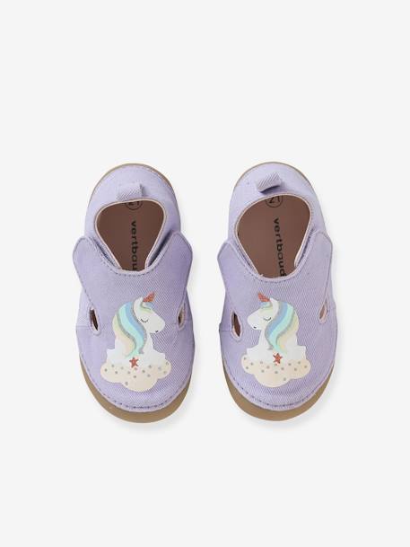 Chaussons Bebe Fille En Toile Detail Licorne Lilas Chaussures