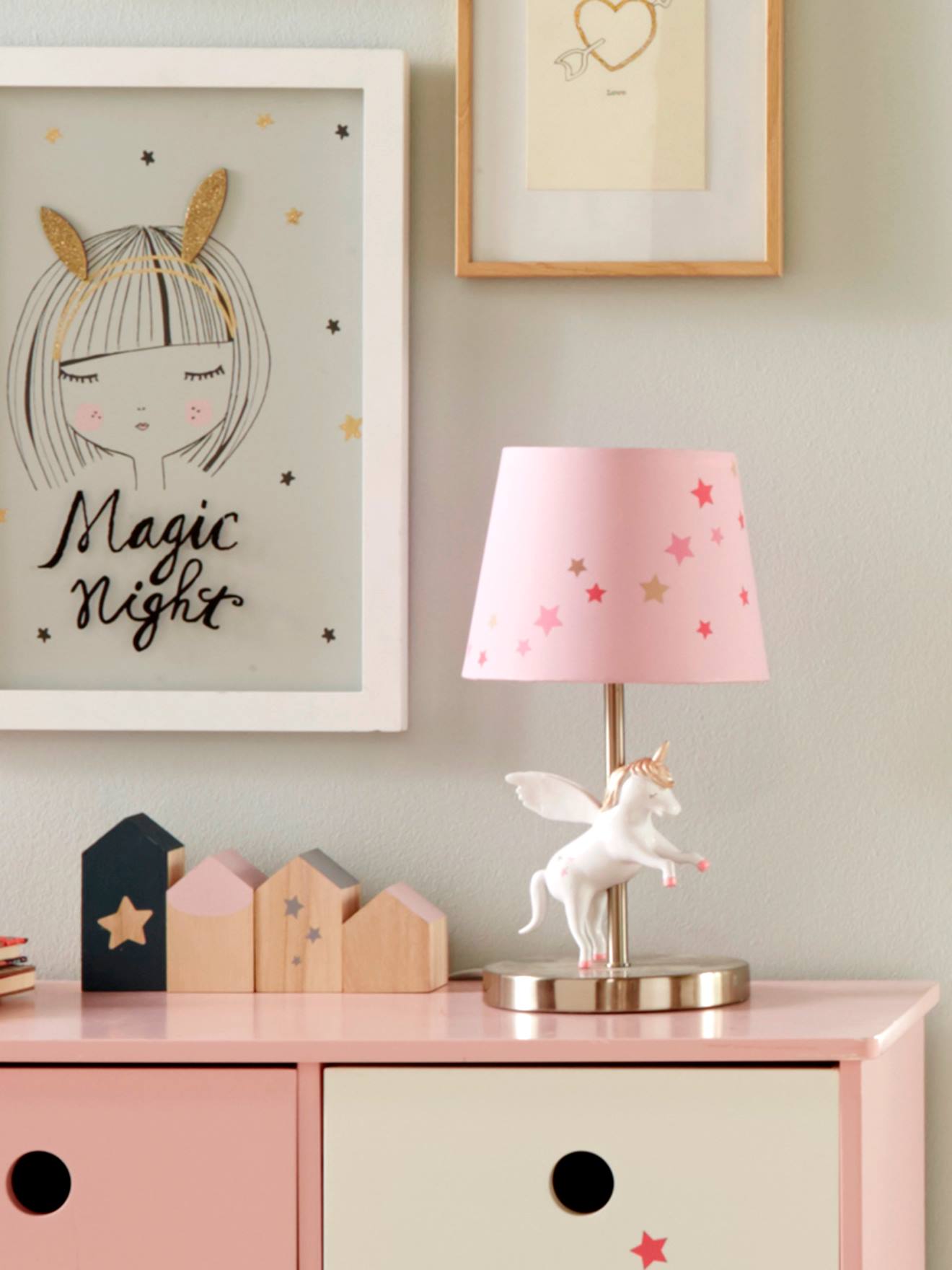 Lampe de chevet licorne - rose, Linge de maison et décoration