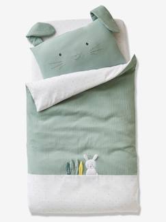 Bettwäsche & Dekoration-Baby-Bettwäsche-Bettbezug-Baby Bettbezug „Green Rabbit“ mit Musselin