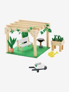 Holzspielzeug-Terrasse/Gartenlaube zum Puppenhaus "Freunde"