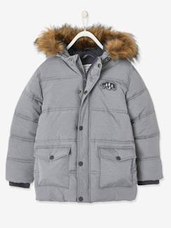 Garçon-Manteau, veste-Doudoune longue à capuche garçon et ses moufles/ gants assortis