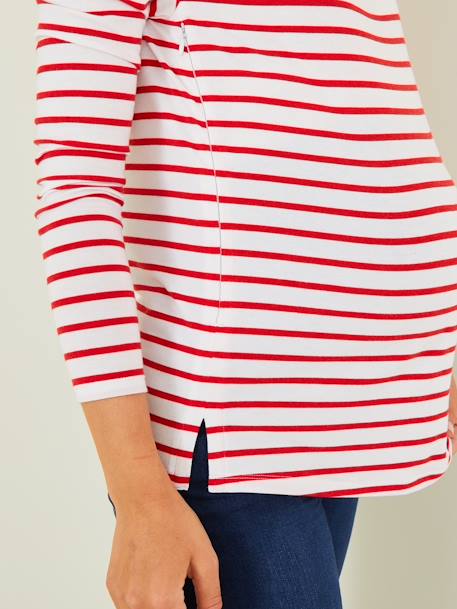 Shirt in Wickelform, Schwangerschaft und Stillzeit weiß/blau gestreift+weiß/rot gestreift 